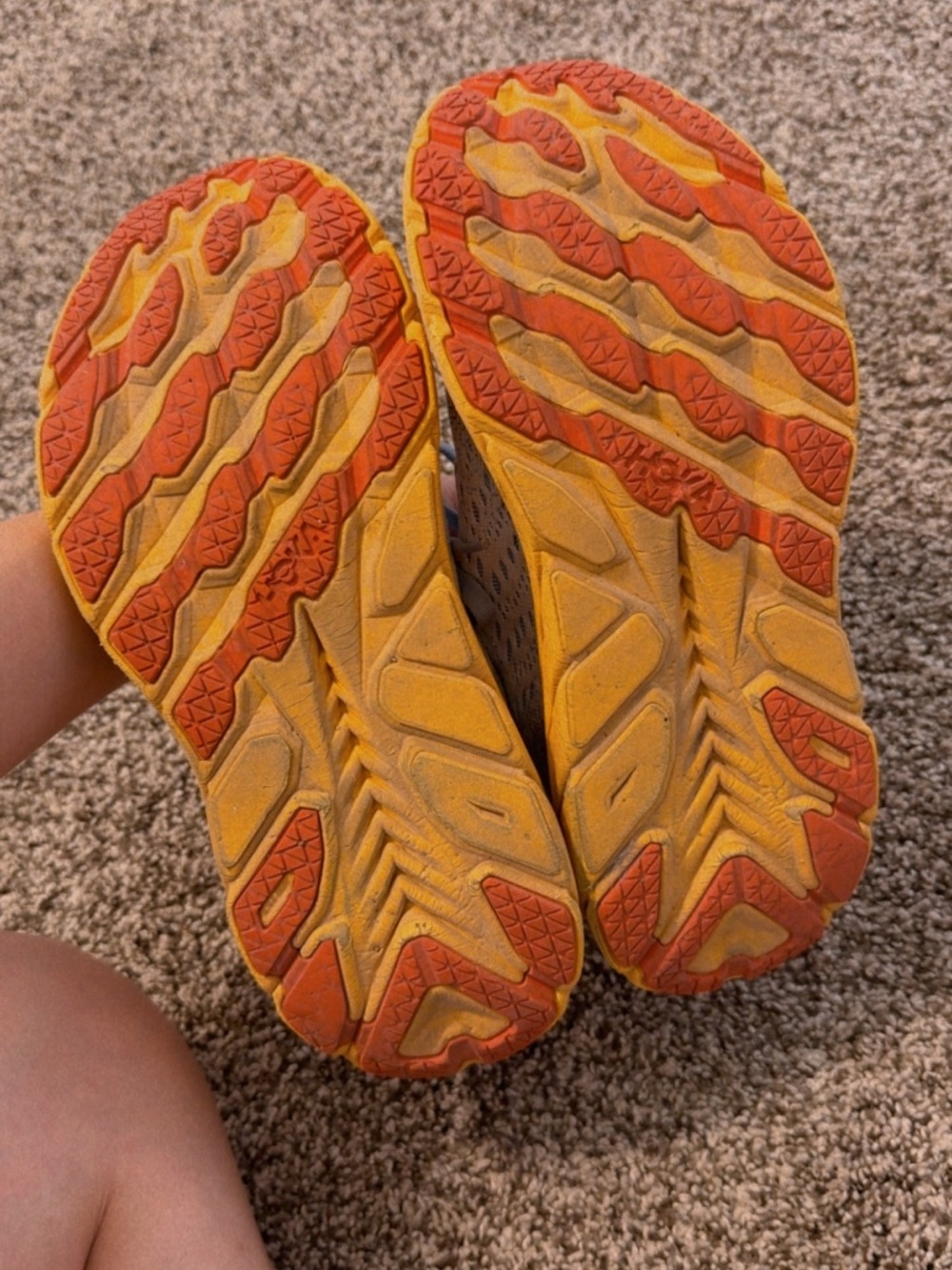 Hoka Women's Light Blue Running Shoes with Orange & Yellow Midsole - Picture 5 of 5